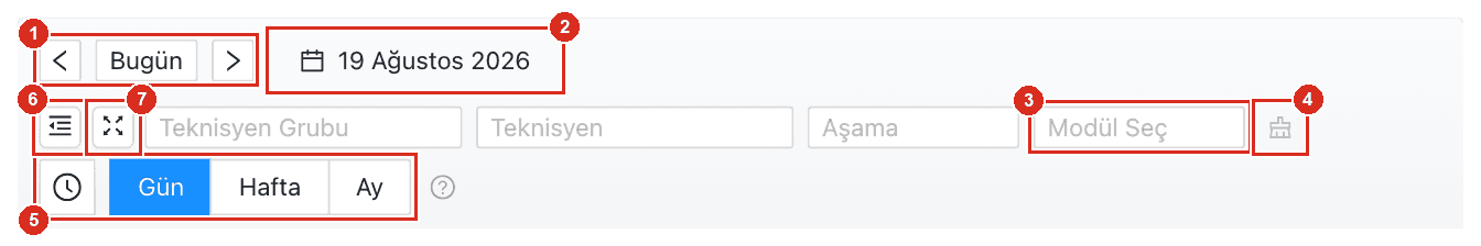 Takvim araç çubuğu
