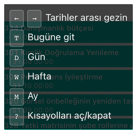 Klavye kısayolları