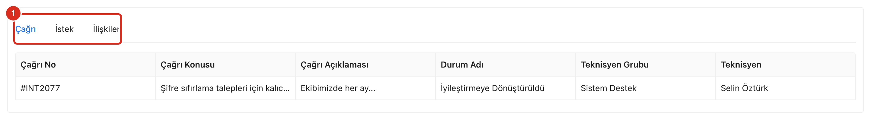 Kaydın geldiği çağrı