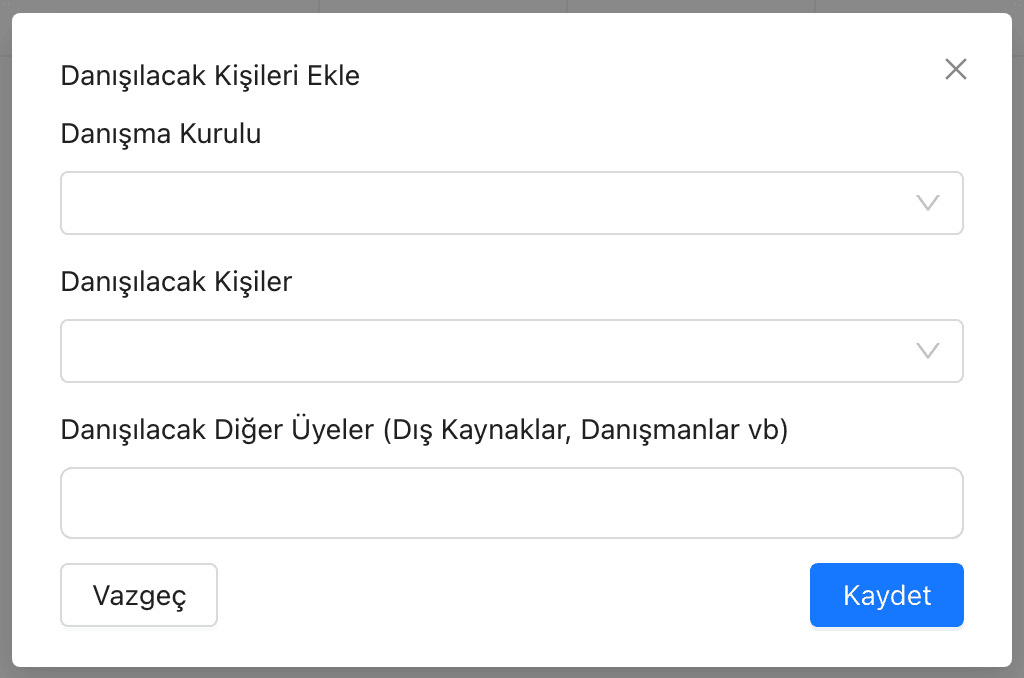 Danışılacak Kişileri Ekle penceresi