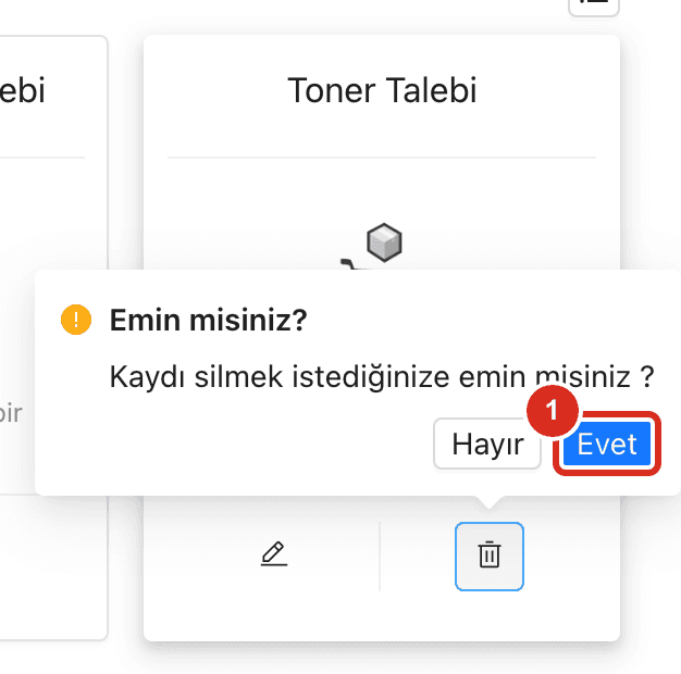 Öğe silme onayı