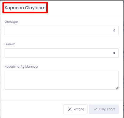 Olaylar Modülü