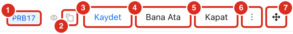 Problem numarası ve araç çubuğu