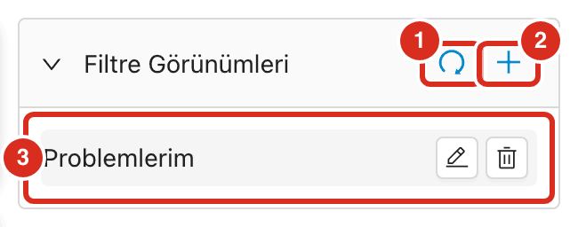 Filtre Görünümleri kartı