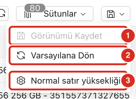 Görünüm menüsü